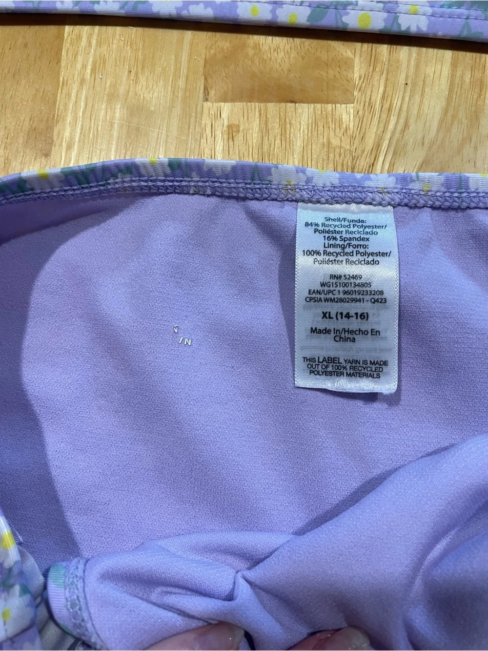 Lilac Daisy One-Shoulder Girls' Swim Set
